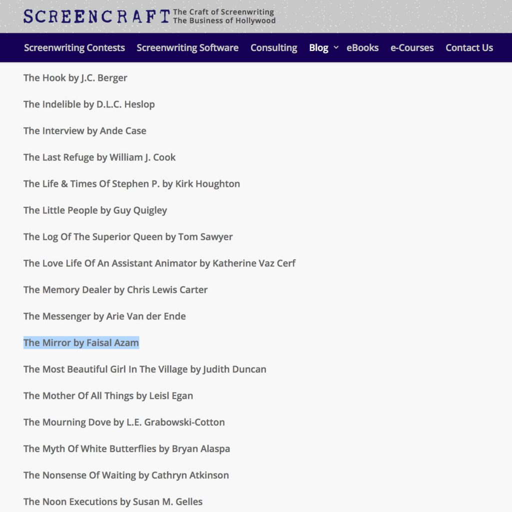 2015 ScreenCraft Short Story Contest Quarter-finalists list 2015 ScreenCraft Short Story Contest Quarter-finalists list